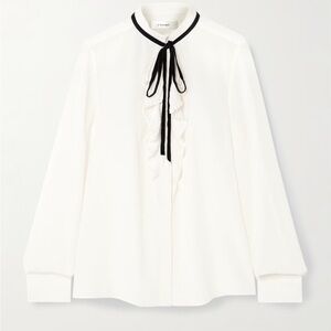 FRAME Velvet Tie Blouse